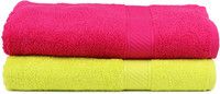 Trident Cotton Set of Towels(Pack of 2, Light Green, Pink)