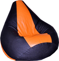 Comfy Bean Bags XL Bean Bag With Bean Filling(Black, Orange)