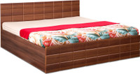 Debono Checkers WM BS Bed Engineered Wood Queen Bed With Storage(Finish Color - Walnut & Acacia Dark Matt Finish)