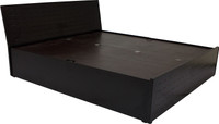Wood Pecker Solid Wood King Bed With Storage(Finish Color - Dark Brown)