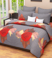 Home Candy Cotton Floral Double Bedsheet(1 Double Bedsheet, 2 Pillow Covers, Multicolor)