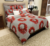 Home Candy Cotton Floral Double Bedsheet(1 Double Bedsheet, 2 Pillow Covers, Red)