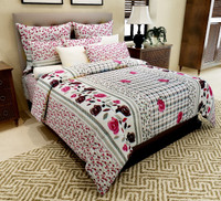 Home Candy Cotton Floral Double Bedsheet(1 Bedsheet, 2 Pillow Covers, Multicolor)