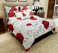 Home Candy Cotton Floral Double Bedsheet(1 Double Bedsheet, 2 Pillow Covers, Grey, Red)