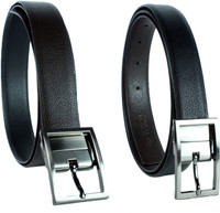 Revo Men Formal Black Genuine Leather Reversible Belt