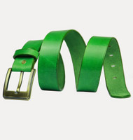 99Cells Men Casual Green Genuine Leather Belt