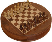 Chessbazzar Travel Series Round Magnetic Fitted Chess Chess Board(Off White, Brown) RS.1695.00