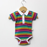 Little Green Kid Organic Cotton Multicolor Half Sleeve Polo Neck Romper Baby Boys Multicolor Bodysuit