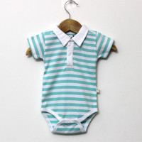 Little Green Kid Organic Cotton Multicolor Half Sleeve Polo Neck Romper Baby Boys Green, White Bodysuit