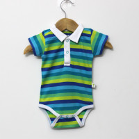 Little Green Kid Organic Cotton Gradient Green Half Sleeve Polo Neck Romper Baby Boys Green, Dark Green, Light Green Bodysuit