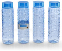 Steelo 1000ml x 4 pcs Premium PET Bottle Set (Solitaire Blue) 1000 ml Bottle(Pack of 4, Blue)