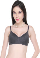 Vivity Plain Women's Plunge Grey Bra