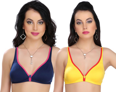 Vermilion Lingerie - Vermilion Pack of 2 Fashionable Double Tone Women's T-Shirt Multicolor Bra
