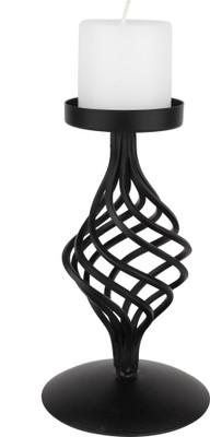 Aesthetic Decors Iron Candle Stand With Globe Design Iron 1 - Cup Candle Holder(Black, Pack of 1)