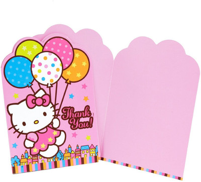 Amscan Hello Kitty Balloon Dreams Die-Cut Thank You Cards Greeting Card(Multicolor, Pack of 8)