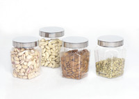 Steelo 4 Pieces PET - Squarish  - 800 ml Plastic Food Storage(Pack of 4, Clear) RS.362.00