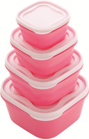 Patidar Polymers Airtight Multiuse  - 2400 ml, 1400 ml, 800 ml, 400 ml Plastic Food Storage(Pack of 4, Pink) RS.259.00