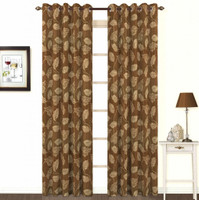 Skipper Cotton, Viscose Brown Floral Eyelet Window Curtain(153.0 cm in Height, Single Curtain)