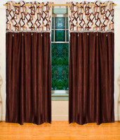 Home Candy Polyester Brown Geometric Ring Rod Long Door Curtain(270 cm in Height, Pack of 2)