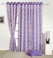 Swayam Cotton Purple, White Solid Eyelet Window Curtain(152.4 cm in Height, Single Curtain)