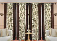 Handloom Hut Polyester Brown Kolawery Window Solid Eyelet Window Curtain(152 cm in Height, Pack of 4)