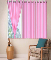 Zesture Polyester Pink Solid Eyelet Window Curtain(147 cm in Height, Pack of 3)