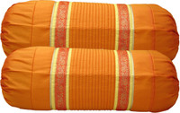 Home Shine Striped Bolsters Cover(Pack of 2, 80 cm*80 cm, Orange)