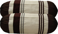 Home Shine Striped Bolsters Cover(Pack of 2, 80 cm*80 cm, Brown)