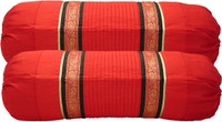 Home Shine Striped Bolsters Cover(Pack of 2, 80 cm*80 cm, Red)