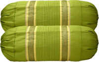 Home Shine Striped Bolsters Cover(Pack of 2, 80 cm*80 cm, Light Green)