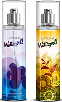 Layerr Wottagirl Combo Set Of 2 Mystic Island, Fresh Citrus Body Mist - For Girls, Women(135 ml)
