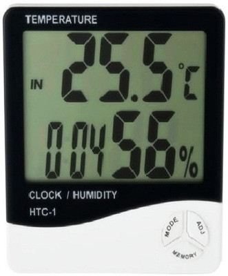 Balrama HTC1 Hygrometer Humidity Meter with Temp and Clock Display Digital Thermometer(White, Black)