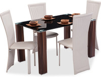 Durian TOPAZ Glass Dining Set(Finish Color - Black)
