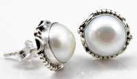 YugshaJewels Pearl Silver Stud Earring