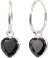 Abhooshan Tender Heart Cubic Zirconia Sterling Silver Hoop Earring