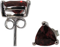 Pearlz Ocean 1.80 CTS, 6mm Trillion Shape Genuine Garnet .925 Silver Stud Earring