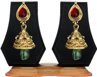 Being Women Elegant Red::Green Gold Plated With Stone Studed Fashion Alloy Jhumki Earring RS.465.00