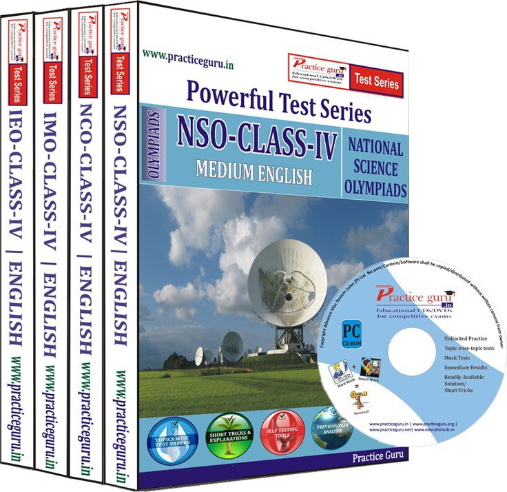 Practice Guru Class 4 - Combo Pack (IMO / NSO / IEO / NCO) Test Series(CD)