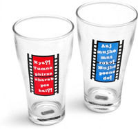 Happily Unmarried Glass Set(350 ml, White, Pack of 2)