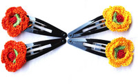 moKanc Tic Tac Clips with Crochet Motifs Hair Clip(Yellow, Orange)