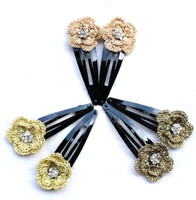 moKanc Tic Tac Clips with Crochet Motifs Hair Clip(Copper, Gold)