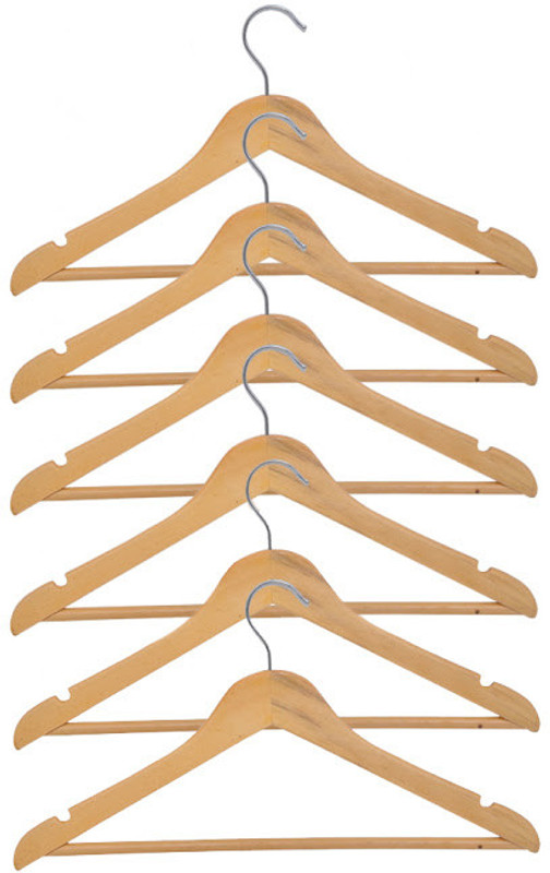 Combi Delight Wooden Pack of 6 Cloth Hangers(Brown) RS.470 (32.00% Off) - Flipkart
