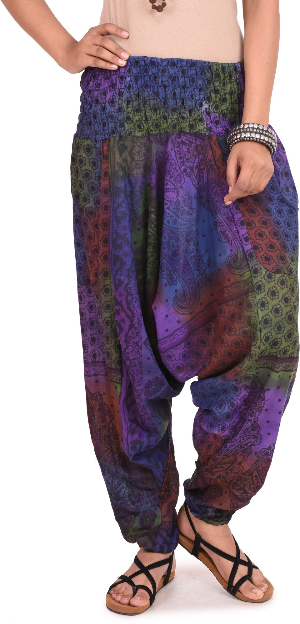 Happy Hangar Printed Poly Cotton Womens Harem Pants