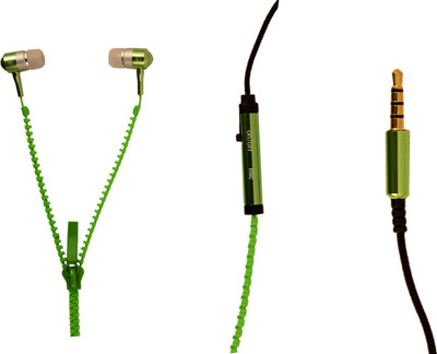 Amaze Us Mobile Phones, Tablets - Amaze US ZipperD-04-Green Wired Headphones(Green, In the Ear)