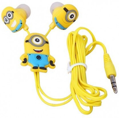 A Connect Z Minions Cartoon Design AcZ Great sound Base Stud ZR-160 Wired Headset With Mic(Yellow)
