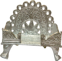 SwadesiBuyzzar White Singhasan for Placing God Idols 13x9x13 cm Brass Home Temple(Height: 13 cm)