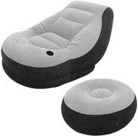 Intex Vinyl 1 Seater Inflatable Sofa(Color - Black, Grey)