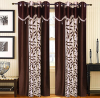 Home Candy Polyester Brown Polka Ring Rod Door Curtain(212 cms in Height, Pack of 2)