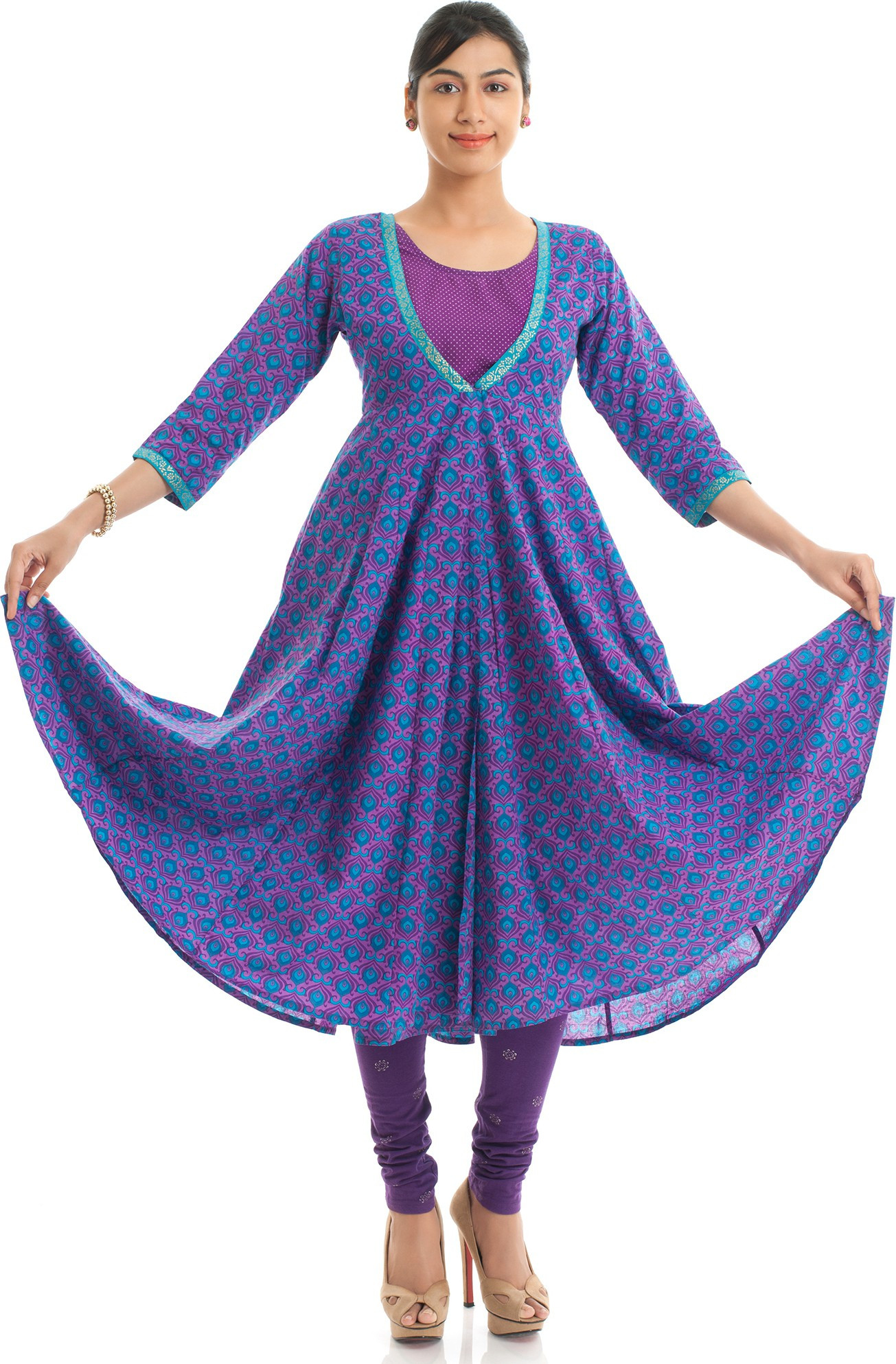 Naksh Jaipur Printed Womens Anarkali Kurta(Purple)