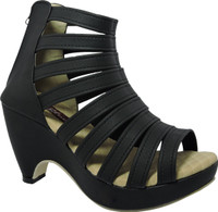 Real Blue Women Black Heels